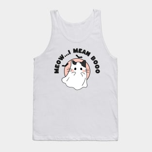 cute halloween cat. Meow... I Mean Booo" Tank Top